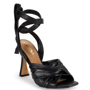 Sam Edelman Lenora Black Twisted Leather Stiletto Sandals Women's Size 5.5M